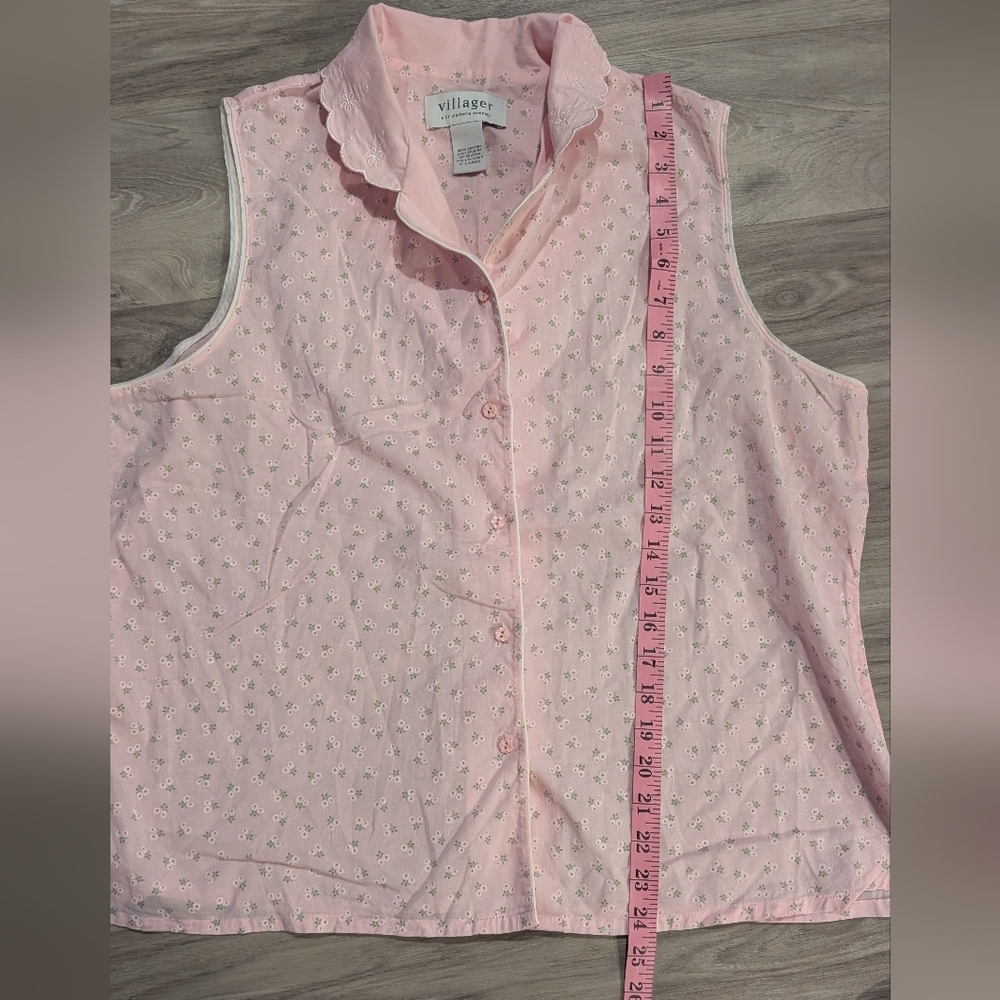 Villager by Liz Claiborne 100% Cotton Pajama Set Tank Top and Shorts Cottagecore - Picture 6 of 10